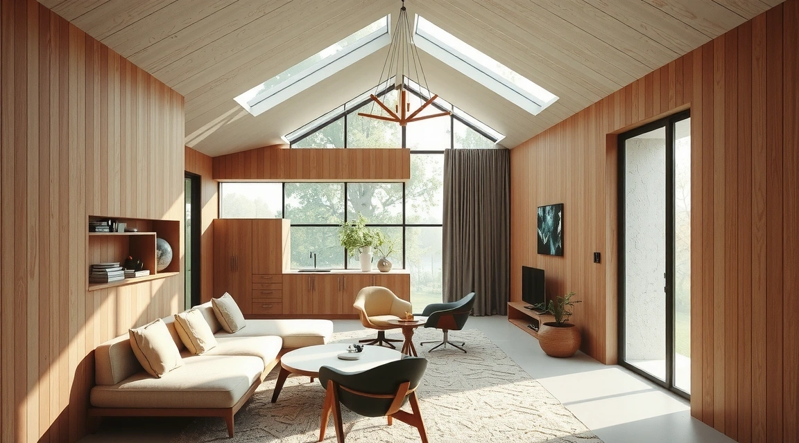 Design futuristico di interni con elementi sostenibili