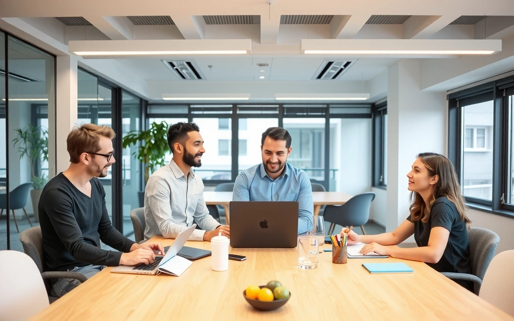 Giovani professionisti che collaborano in un moderno ufficio italiano