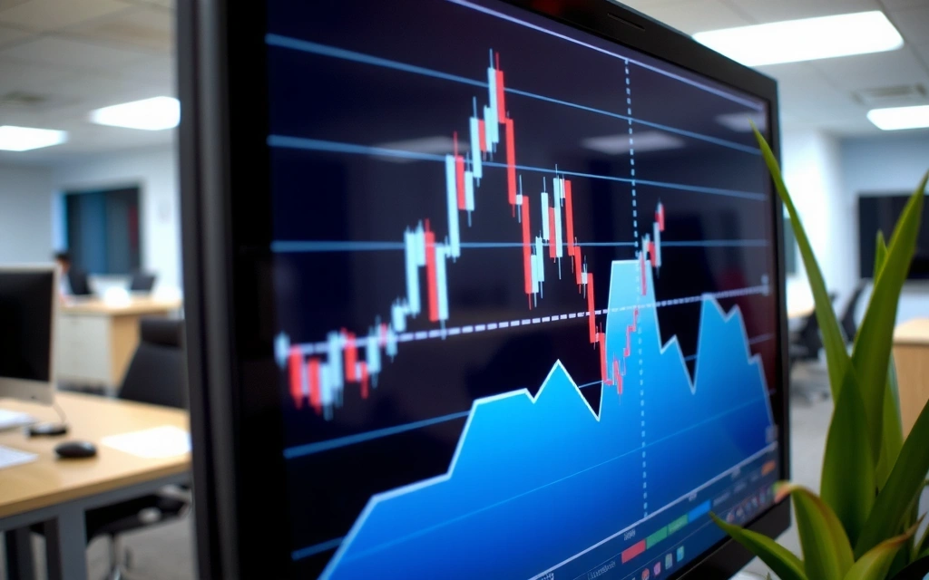 Grafici finanziari su uno schermo, che mostrano la crescita economica